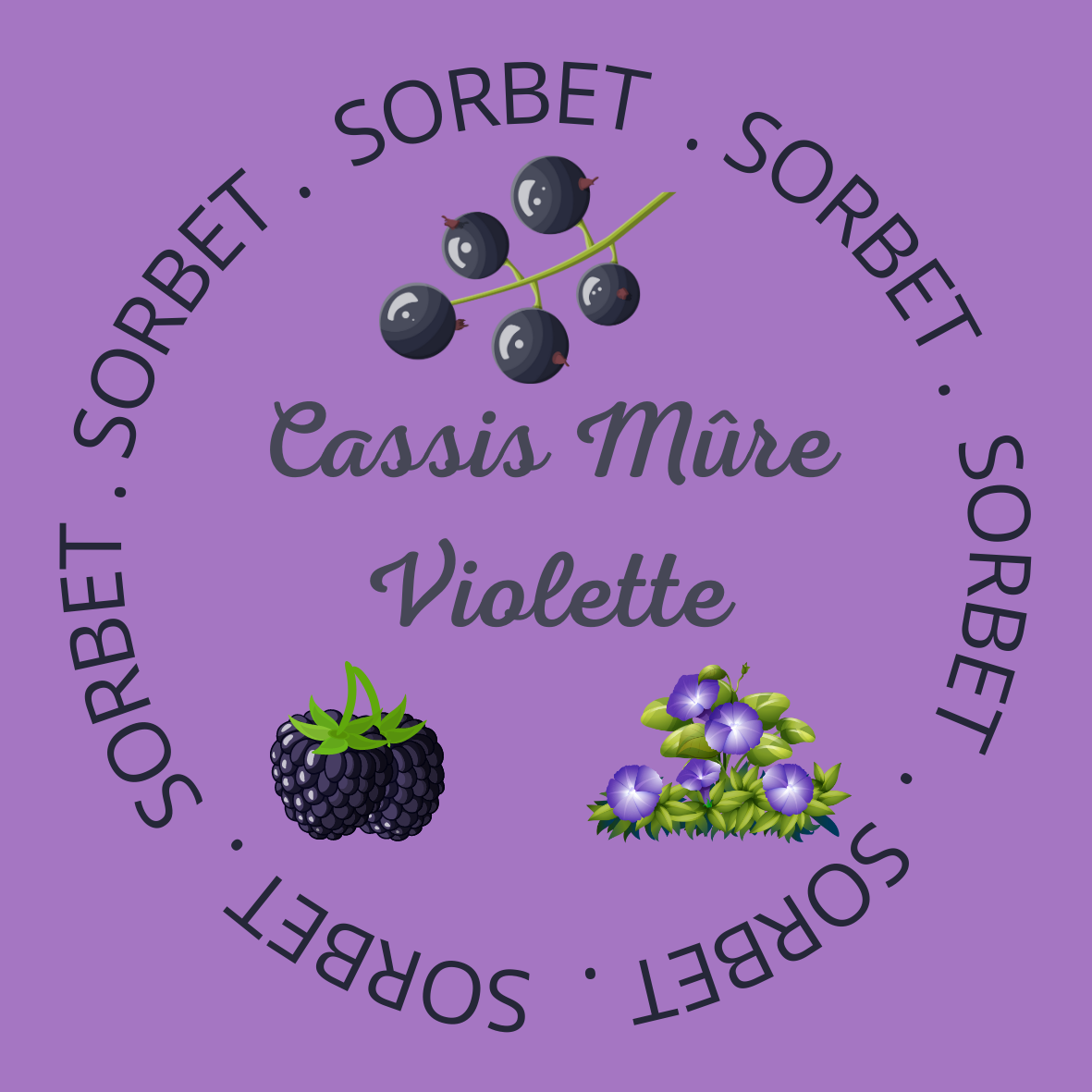 sorbet cassis, mûre, violette